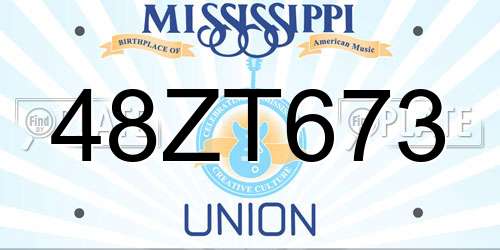 48ZT673 Mississippi License Plate