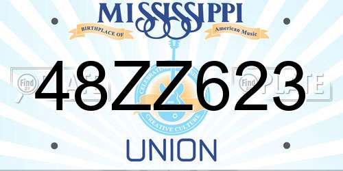 48ZZ623 Mississippi License Plate