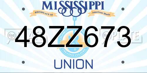 48ZZ673 Mississippi License Plate