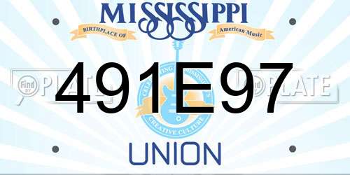 491E97 Mississippi License Plate