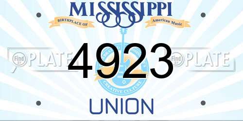 4923 Mississippi License Plate