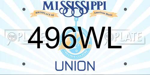 496WL Mississippi License Plate