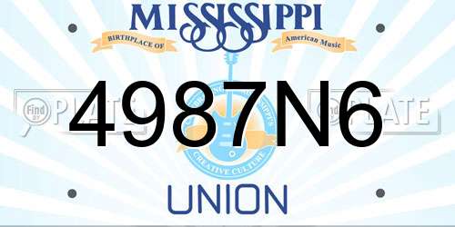 4987N6 Mississippi License Plate