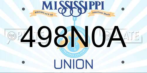 498N0A Mississippi License Plate