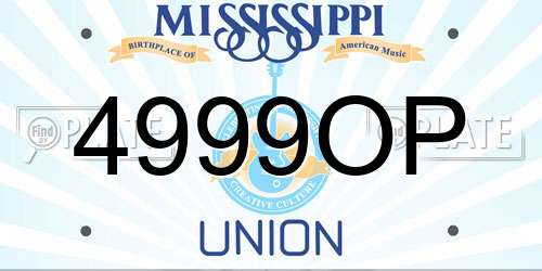 4999OP Mississippi License Plate