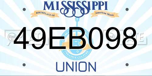 49EB098 Mississippi License Plate