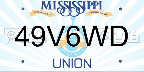 49V6WD Mississippi License Plate