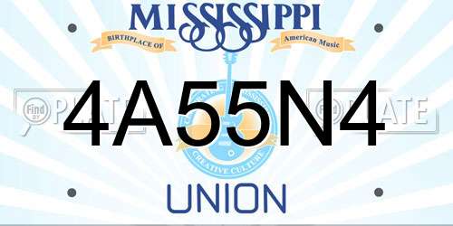 4A55N4 Mississippi License Plate