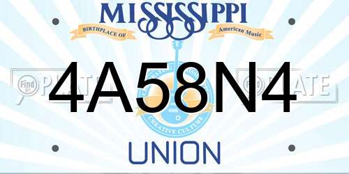 4A58N4 Mississippi License Plate