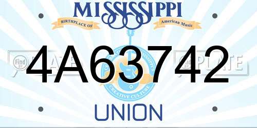 4A63742 Mississippi License Plate