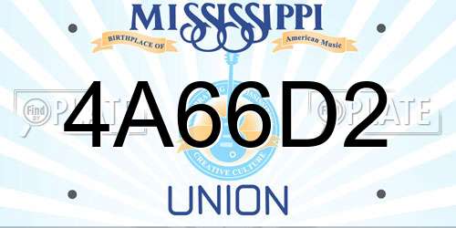 4A66D2 Mississippi License Plate