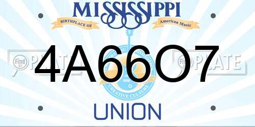 4A66O7 Mississippi License Plate