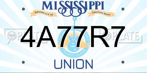 4A77R7 Mississippi License Plate