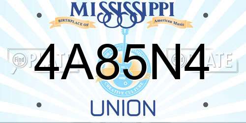 4A85N4 Mississippi License Plate