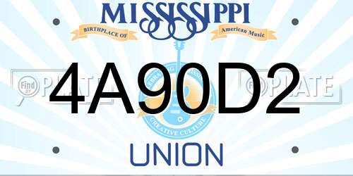4A90D2 Mississippi License Plate