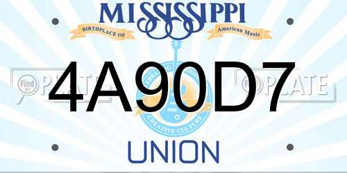 4A90D7 Mississippi License Plate