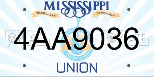 4AA9036 Mississippi License Plate