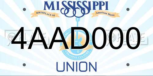 4AAD000 Mississippi License Plate