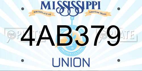 4AB379 Mississippi License Plate