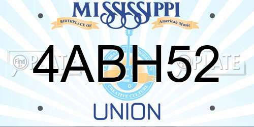 4ABH52 Mississippi License Plate