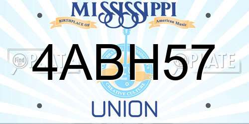 4ABH57 Mississippi License Plate