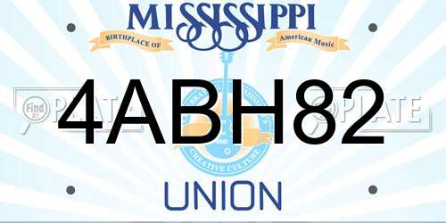 4ABH82 Mississippi License Plate