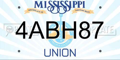 4ABH87 Mississippi License Plate