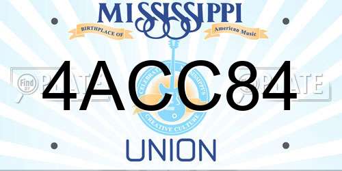 4ACC84 Mississippi License Plate