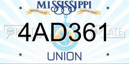 4AD361 Mississippi License Plate