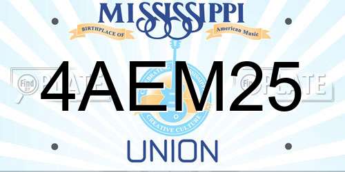 4AEM25 Mississippi License Plate