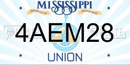 4AEM28 Mississippi License Plate