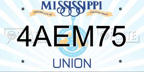 4AEM75 Mississippi License Plate