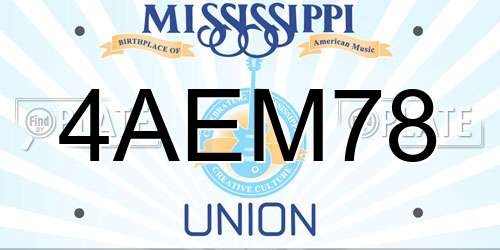 4AEM78 Mississippi License Plate