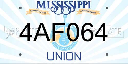 4AF064 Mississippi License Plate