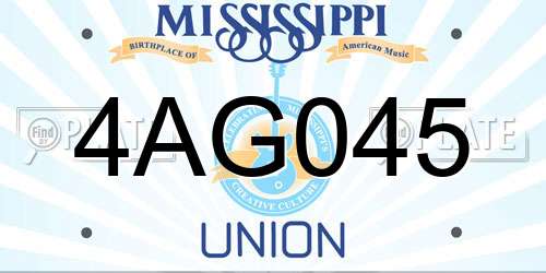 4AG045 Mississippi License Plate
