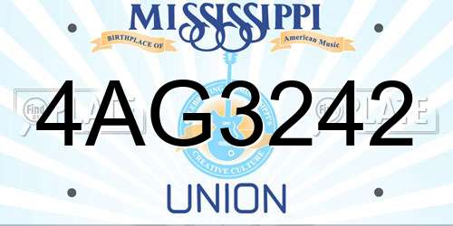 4AG3242 Mississippi License Plate