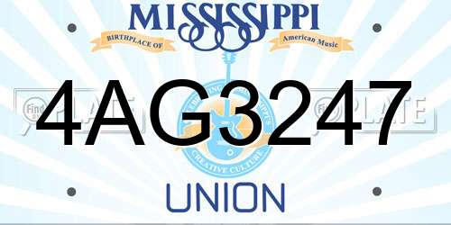 4AG3247 Mississippi License Plate