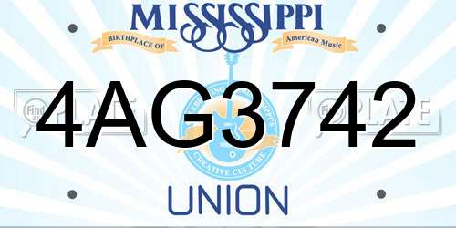 4AG3742 Mississippi License Plate