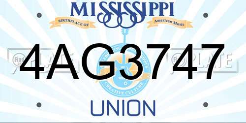 4AG3747 Mississippi License Plate