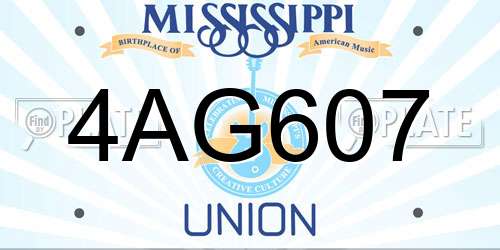 4AG607 Mississippi License Plate