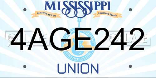 4AGE242 Mississippi License Plate
