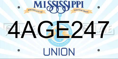 4AGE247 Mississippi License Plate