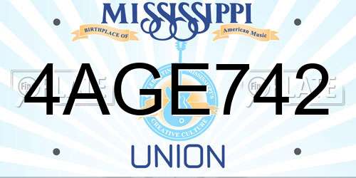 4AGE742 Mississippi License Plate