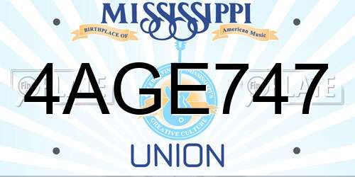 4AGE747 Mississippi License Plate