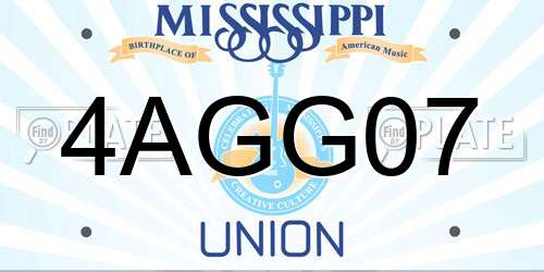 4AGG07 Mississippi License Plate