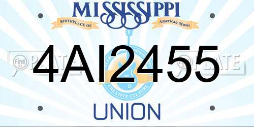 4AI2455 Mississippi License Plate