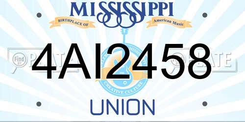 4AI2458 Mississippi License Plate