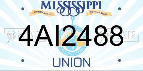 4AI2488 Mississippi License Plate