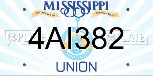4AI382 Mississippi License Plate
