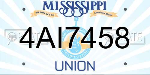 4AI7458 Mississippi License Plate